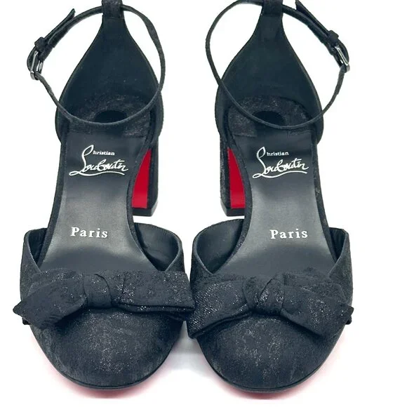 Christian Louboutin JANE BOW 55 Jacquard Marble Mary Jane Pumps Heels Shoe - Picture 8 of 16